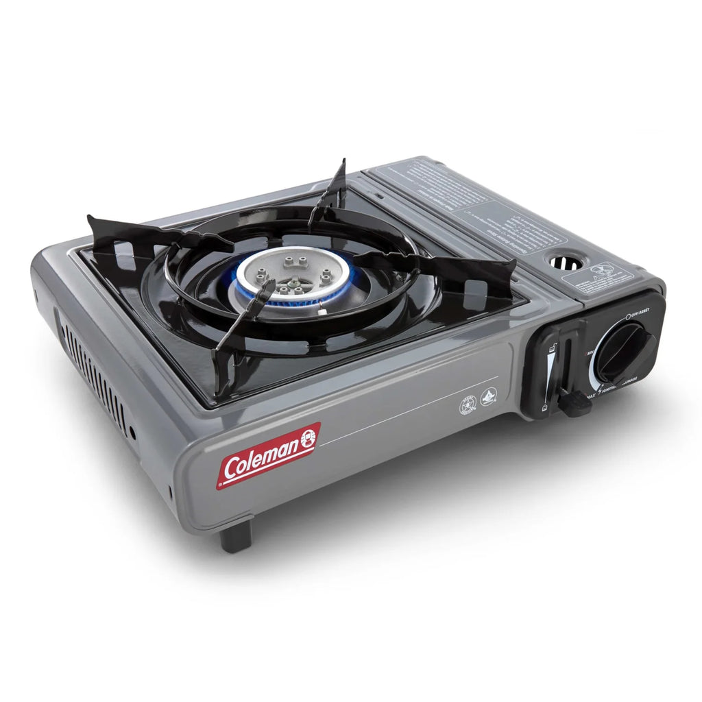 Tabletop Butane Gas Camping Stove, 1-Burner, Gray