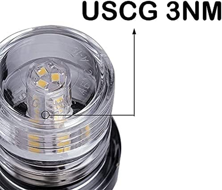 Boat Anchor Light 3-Nautical Mile White LED Fold down Stern Light for Pontoon and Fishing Boat All round 360° White LED 2-24V (9" Foldable)