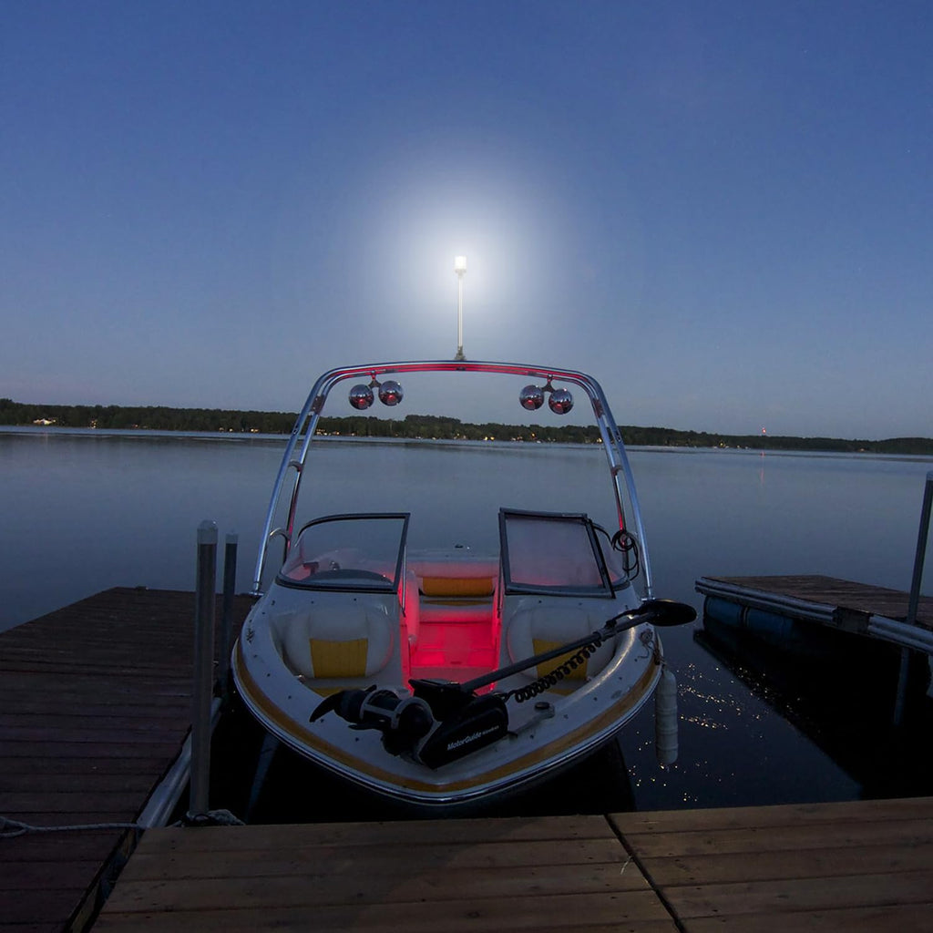 Boat Anchor Light 3-Nautical Mile White LED Fold down Stern Light for Pontoon and Fishing Boat All round 360° White LED 2-24V (9" Foldable)