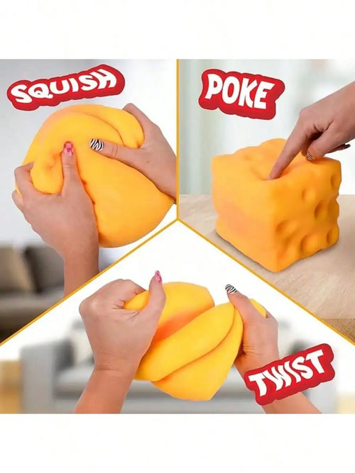 1Pc Squeeze Cheese - Extra Large Soft Squishy Cheese Blocks | Gag Gift, Adult Novelty Toys | 4.25" Giant Stress Ball | Adult Se