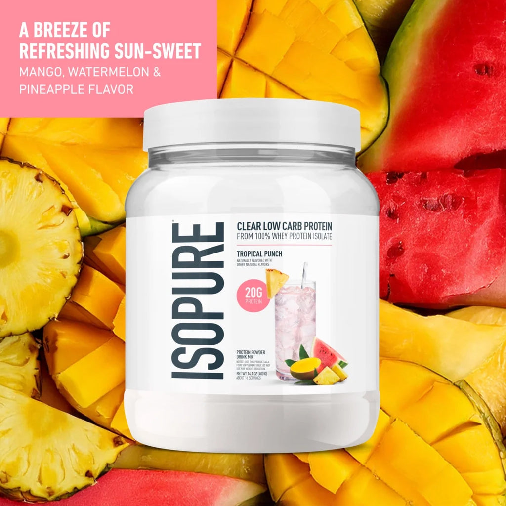 Clear Low Carb 100% Whey Protein Isolate Powder, Tropical Punch, 20G Protein, for Muscle Growth & Recovery, 16 Servings