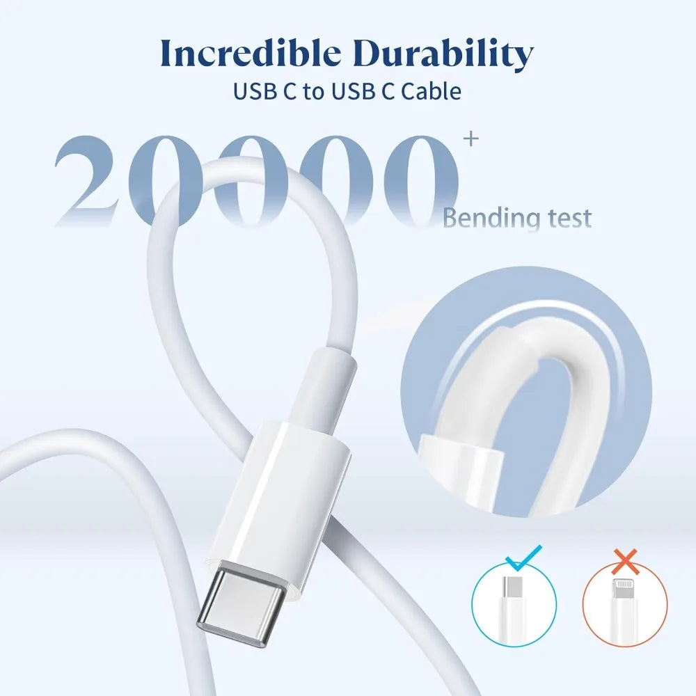 [3-Pack] 20W USB C Charger with C-To-C Cable Compatible for Iphone 17/16/15 Series, USB-C Ipad Pro/Air/Mini & More