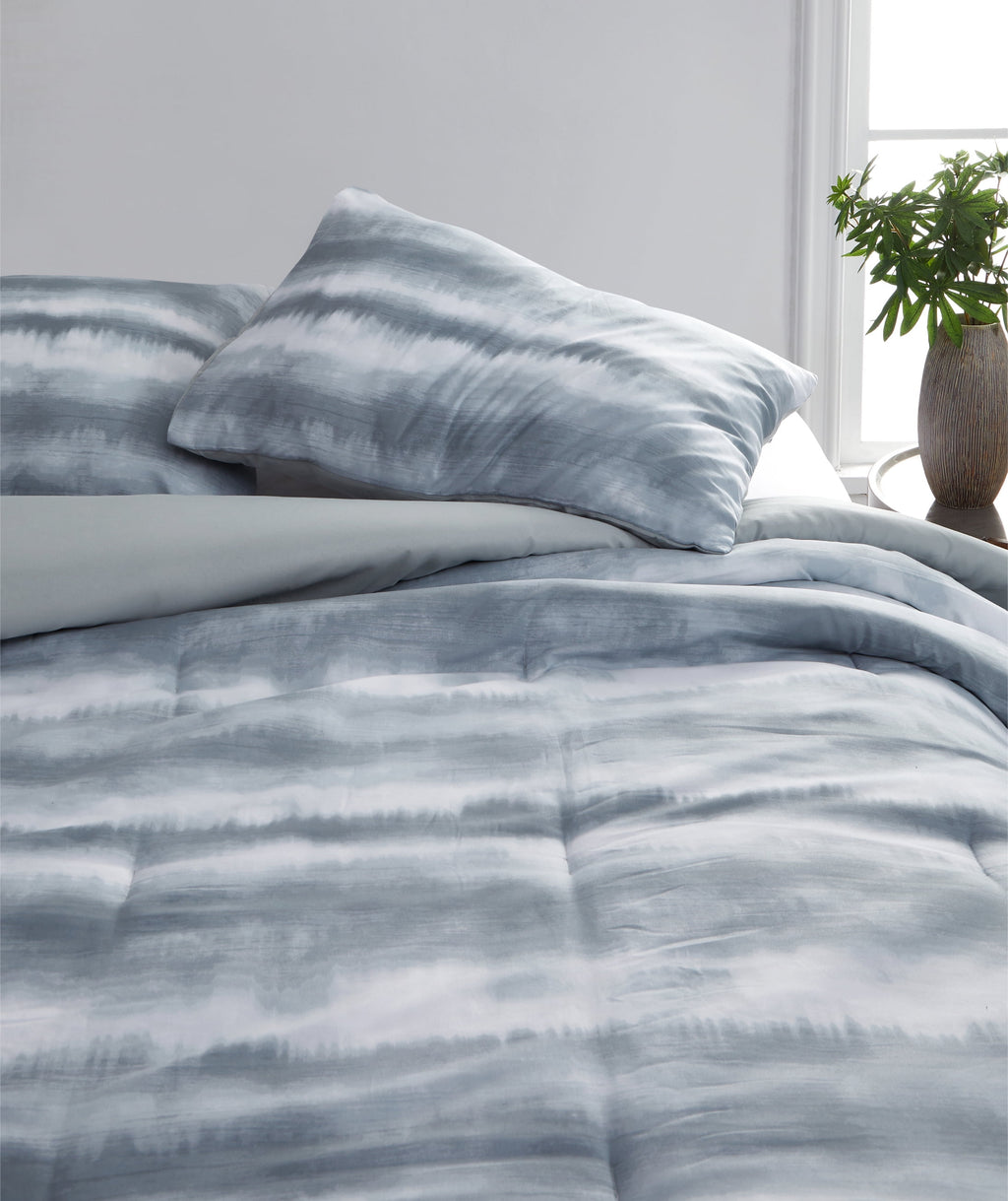 Tie Dye Grey 3 Piece Comforter Set Queen