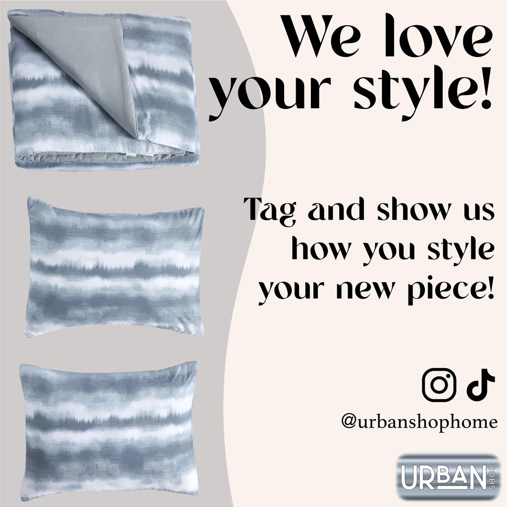 Tie Dye Grey 3 Piece Comforter Set Queen