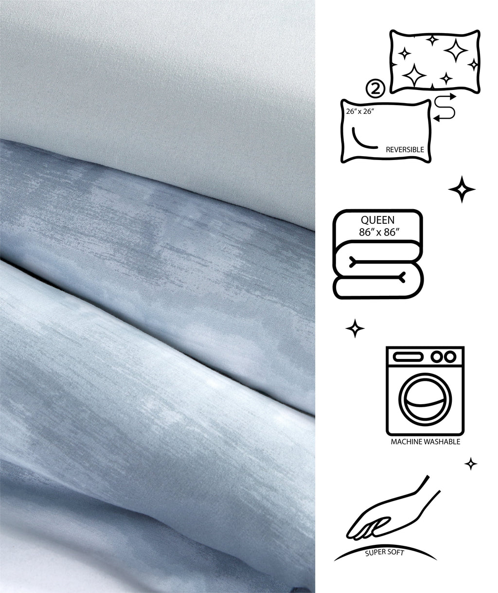 Tie Dye Grey 3 Piece Comforter Set Queen