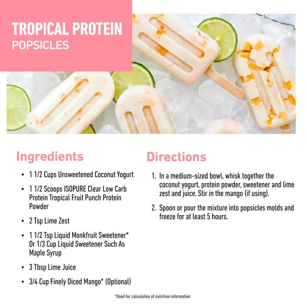Clear Low Carb 100% Whey Protein Isolate Powder, Tropical Punch, 20G Protein, for Muscle Growth & Recovery, 16 Servings